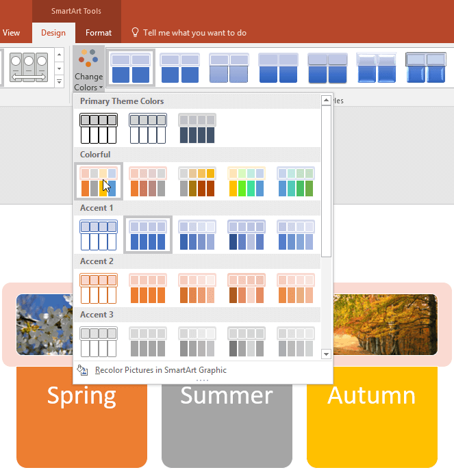 Change Shape Colors of SmartArt Graphics in PowerPoint