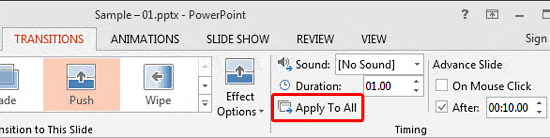 Slide Transition Timings in PowerPoint
