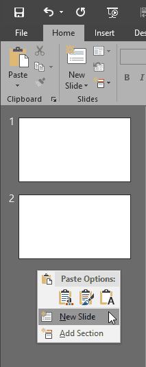 Inserting a New Slide in PowerPoint