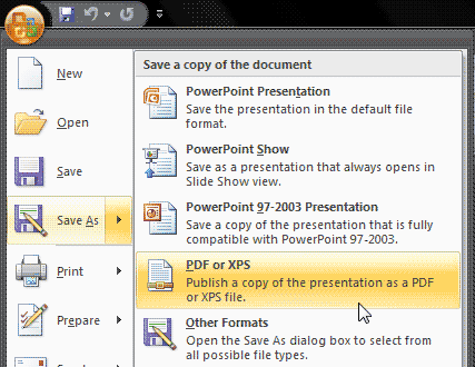 Save as PDF in PowerPoint