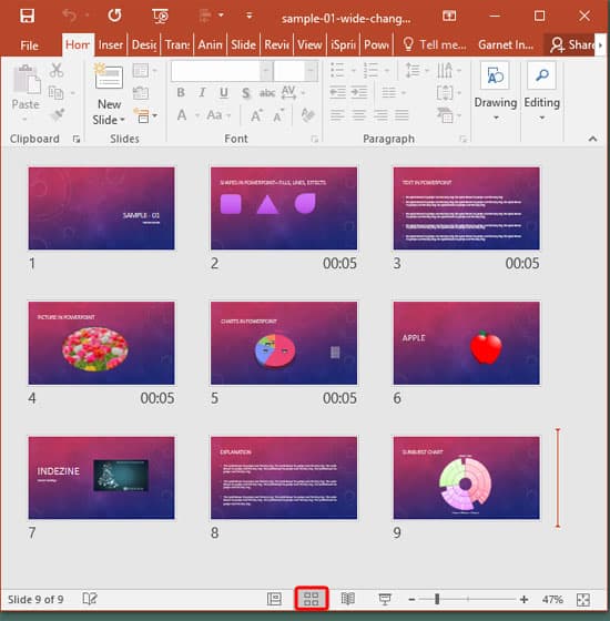 slide sorter view presentations