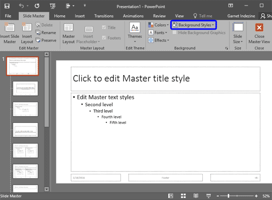 Change Background Styles in the Slide Master in PowerPoint