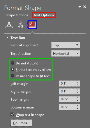 Text Box Autofit Options in PowerPoint