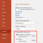 File Types, File Menu, and Backstage View: Manage and Remove Connected Services in PowerPoint