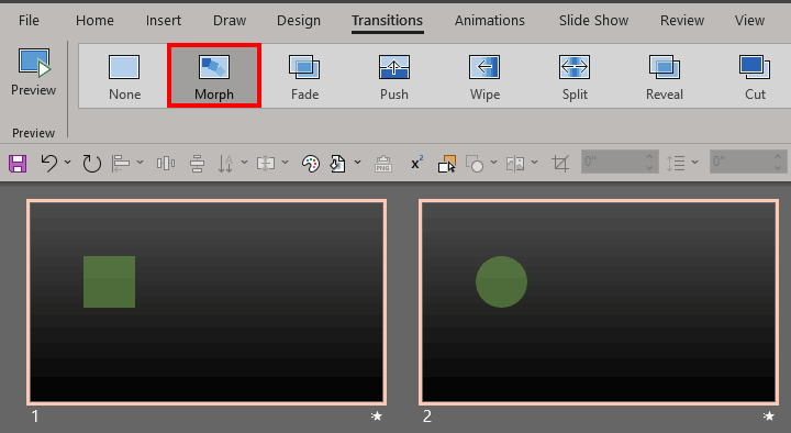 Using Exclamation Named Objects with Morph in PowerPoint
