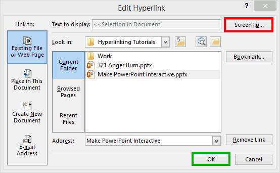 Screen Tips for Hyperlinks in PowerPoint